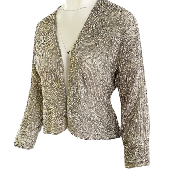 Halston Vintage Silk Hand Beaded Bugle jacket very Rare - Picture 2 of 16